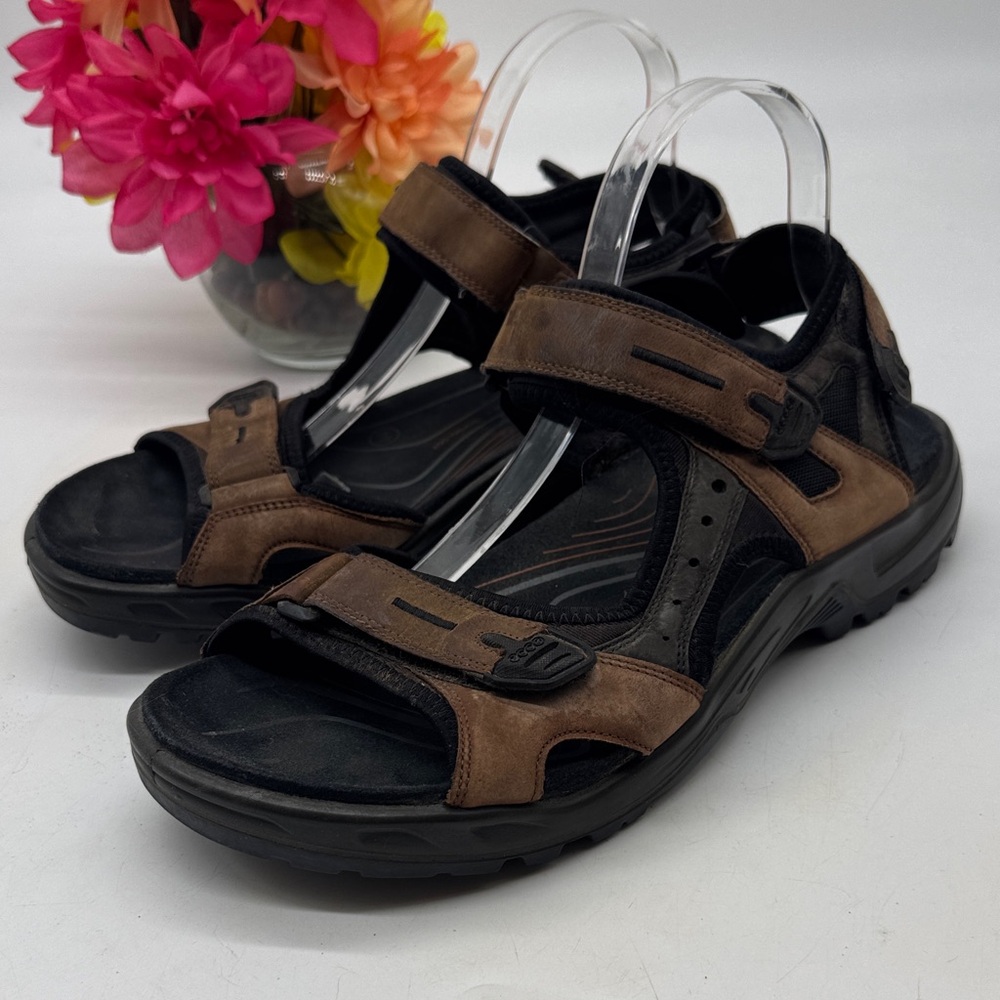 Ecco Men's Black and Brown Sandals MCS9386B